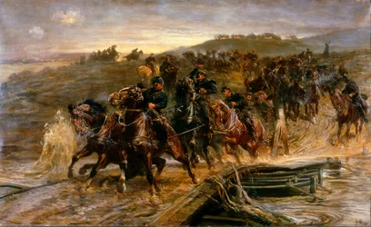 A francia tüzérség átkelése a megáradt Aisne-on és az ágyúk megmentése, 1915